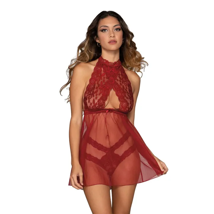 Dreamgirl Lingerie Stretch Lace and Mesh Babydoll Garnet 11503 DREAMGIRL Vibrators Dreamgirl Lingerie Stretch Lace and Mesh Babydoll Garnet 11503 DREAMGIRL Vibrators
