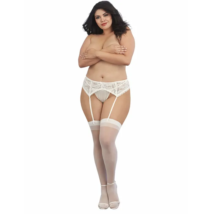 Dreamgirl Lingerie Thigh Highs Sheer White 0007X DREAMGIRL Hosiery