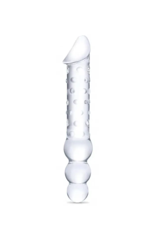 Electric Eel Female Sex Toys Gls Double Ended 12 Glass Dildo With Anal Beads Clear
