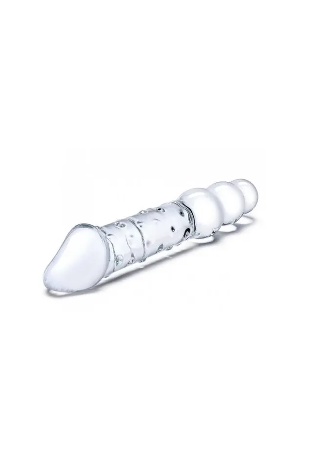 Electric Eel Female Sex Toys Gls Double Ended 12 Glass Dildo With Anal Beads Clear