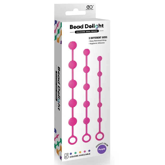 Excellent Power Excellent Power Bead Delight Silicone Anal Beads 3 Pack Purple Male Sex Toys