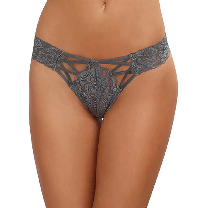 Female Sex Toys DREAMGIRL Dreamgirl Lingerie Criss Cross Lace Panty Slate 1435