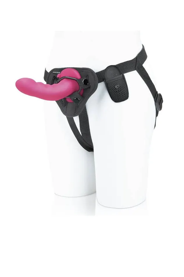 Female Sex Toys Electric Eel Electric Eel Pegasus 6 Curved Vibrating Ripple Peg With Harness Pink