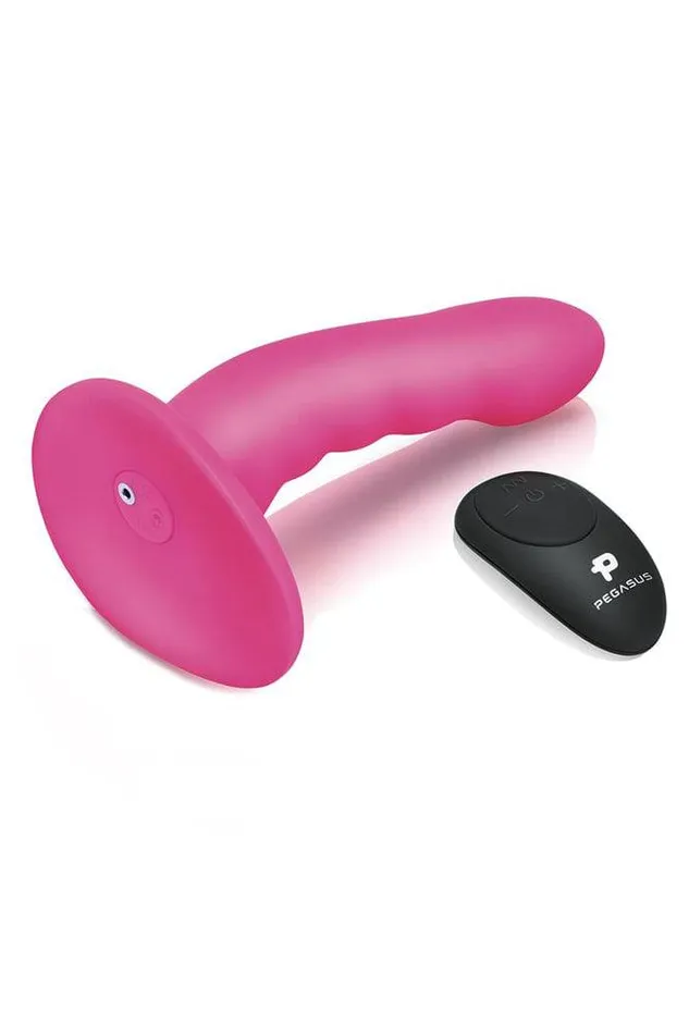 Female Sex Toys Electric Eel Electric Eel Pegasus 6 Curved Vibrating Ripple Peg With Harness Pink