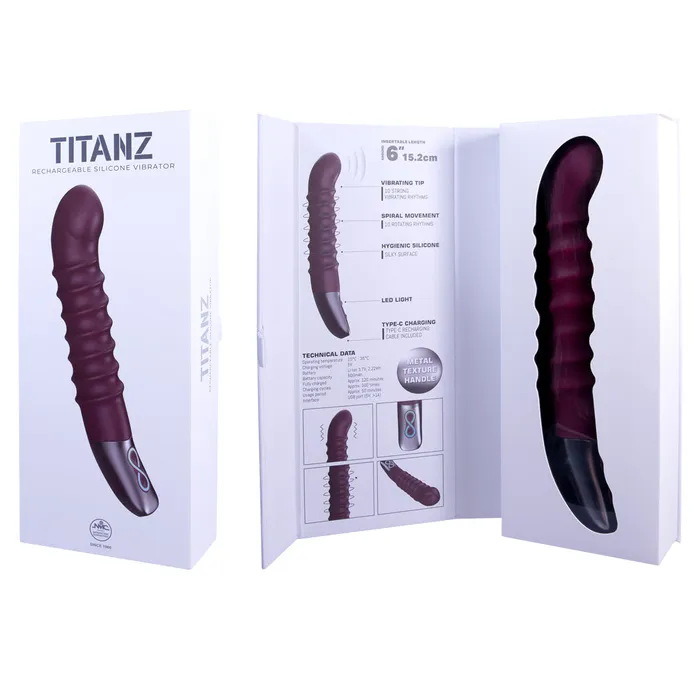 Female Sex Toys Excellent Power Excellent Power Titanz Rotating Ribbed Beaded GSpot Vibrator Rubine Red