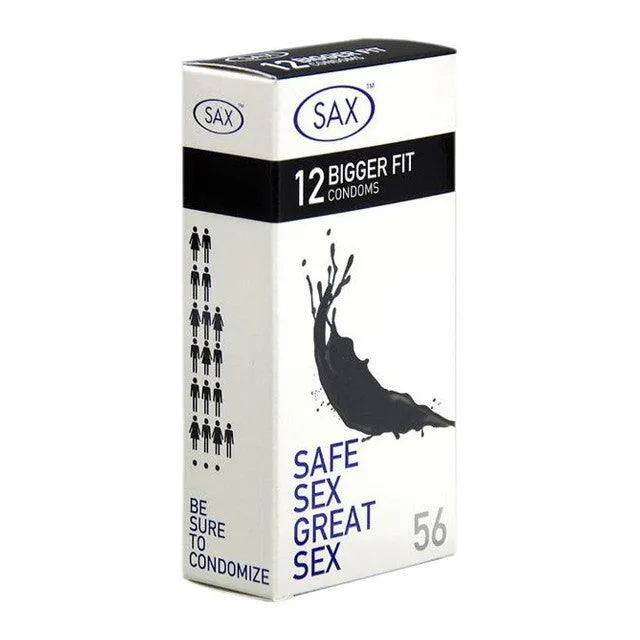 Female Sex Toys SAX SAX 56mm Condoms Bigger Fit 12 pack