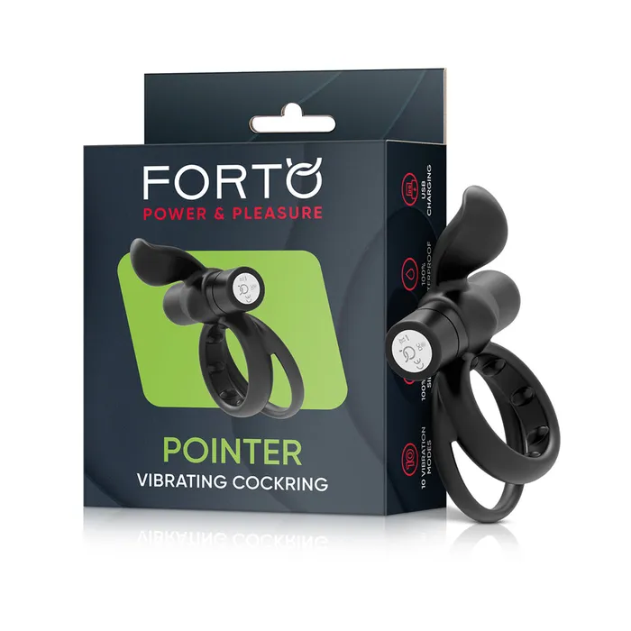 FORTO FORTO Pointer Vibrating Cock Ring Black Couples