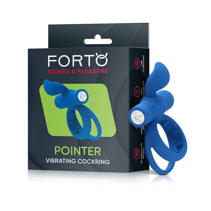 FORTO FORTO Pointer Vibrating Cock Ring Blue Couples