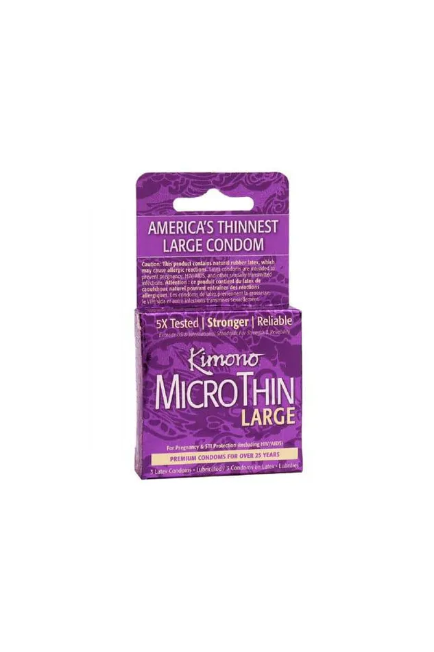 Kimono Male Sex Toys Kimono MicroThin Large Condom 3 Pack