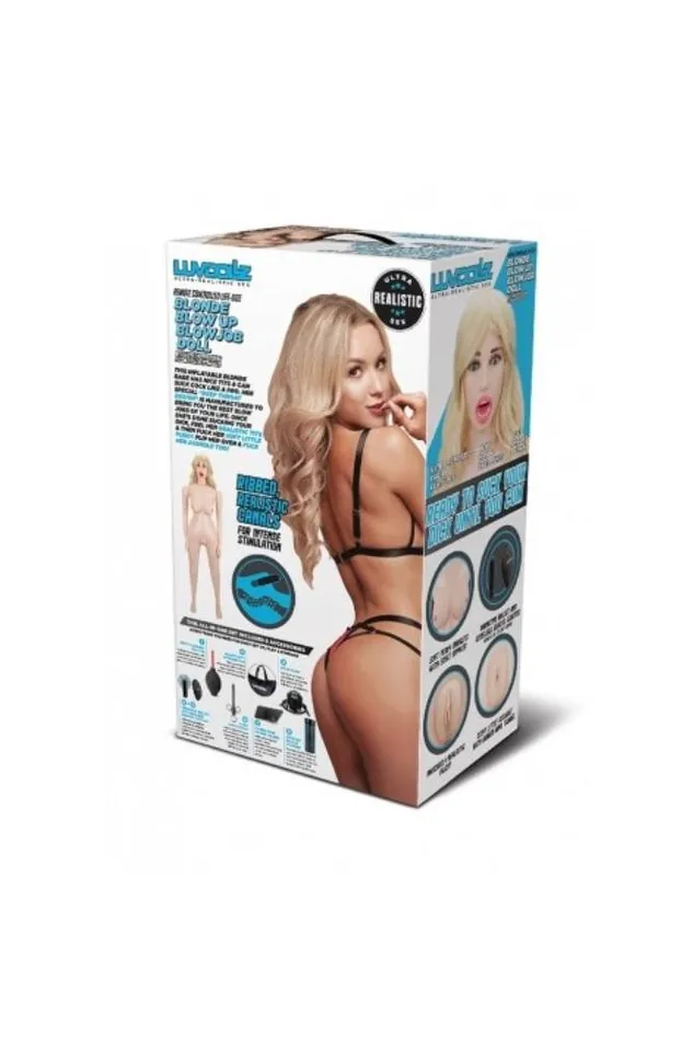 Male Sex Toys Electric Eel Electric Eel Luvdollz Remote Controlled LifeSize Blonde Blow Up Blowjob Doll Beige