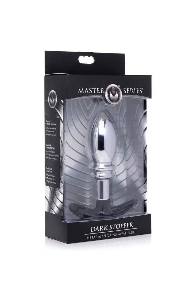 Male Sex Toys XR Brands Master Series Dark Stopper Metal and Silicone Anal Plug XR Brands