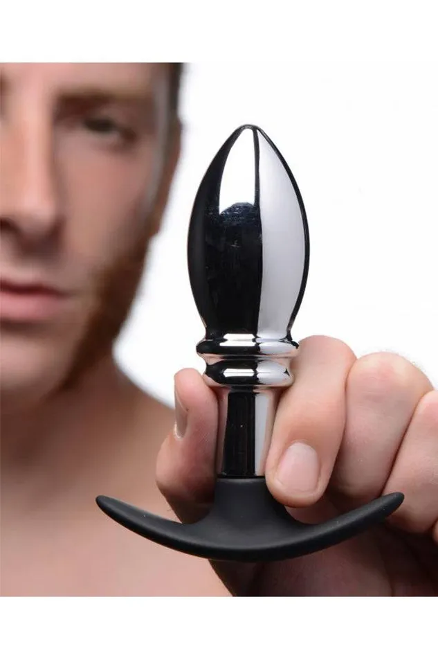 Male Sex Toys XR Brands Master Series Dark Stopper Metal and Silicone Anal Plug XR Brands