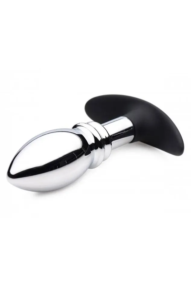 Male Sex Toys XR Brands Master Series Dark Stopper Metal and Silicone Anal Plug XR Brands