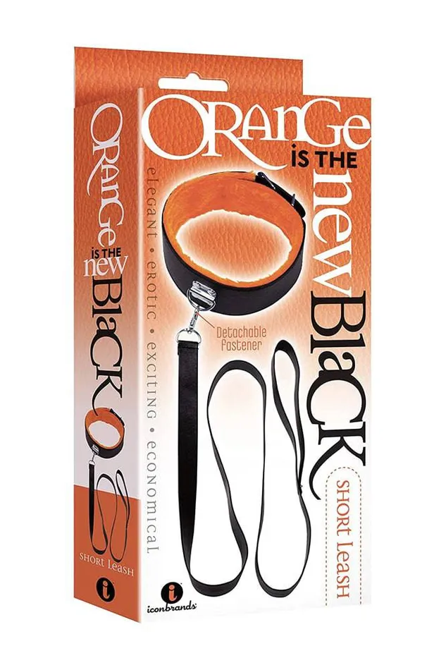 MJM Icon Brands Orange is the New Black Short Leash Collar Set BlackOrange Anal