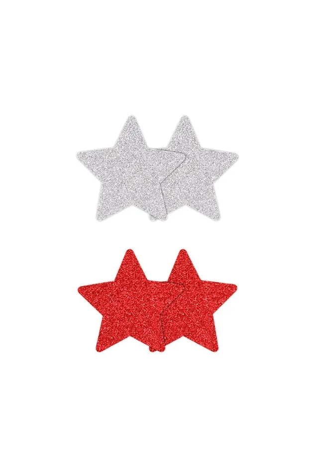 NS Novelties Vibrators NS Novelties Pretty Pasties Star Glitter Pasties 2 Pair SilverRed NS Novelties Vibrators NS Novelties Pretty Pasties Star Glitter Pasties 2 Pair SilverRed