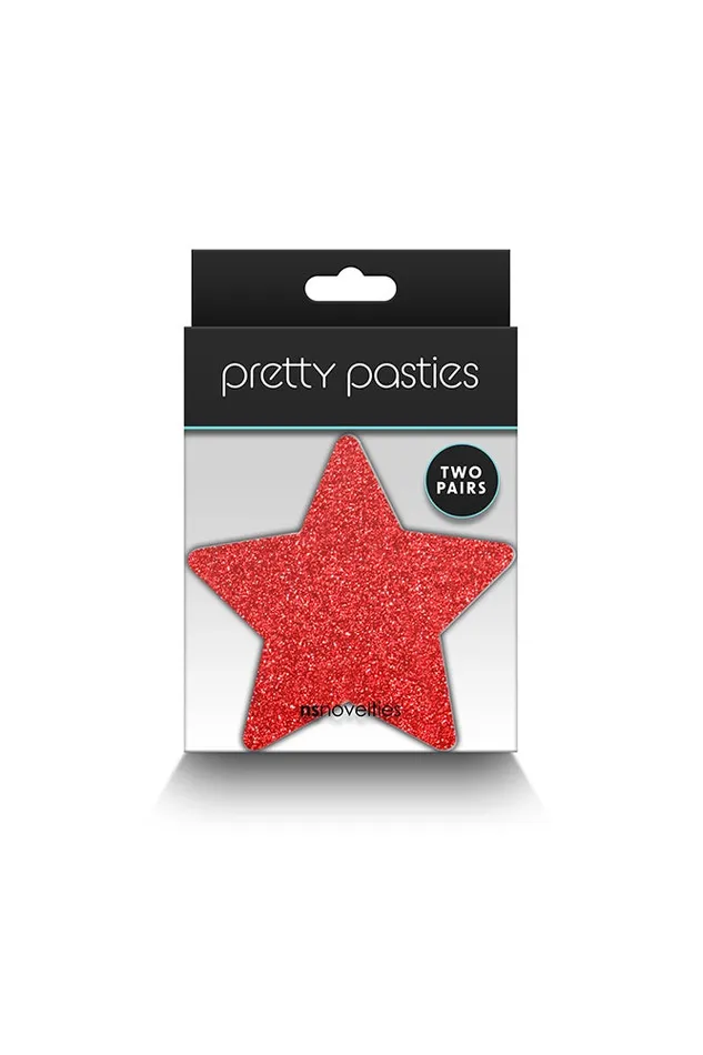 NS Novelties Vibrators NS Novelties Pretty Pasties Star Glitter Pasties 2 Pair SilverRed