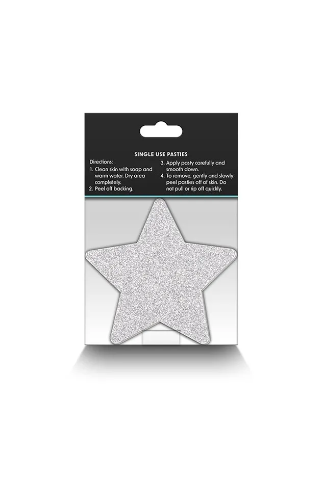 NS Novelties Vibrators NS Novelties Pretty Pasties Star Glitter Pasties 2 Pair SilverRed
