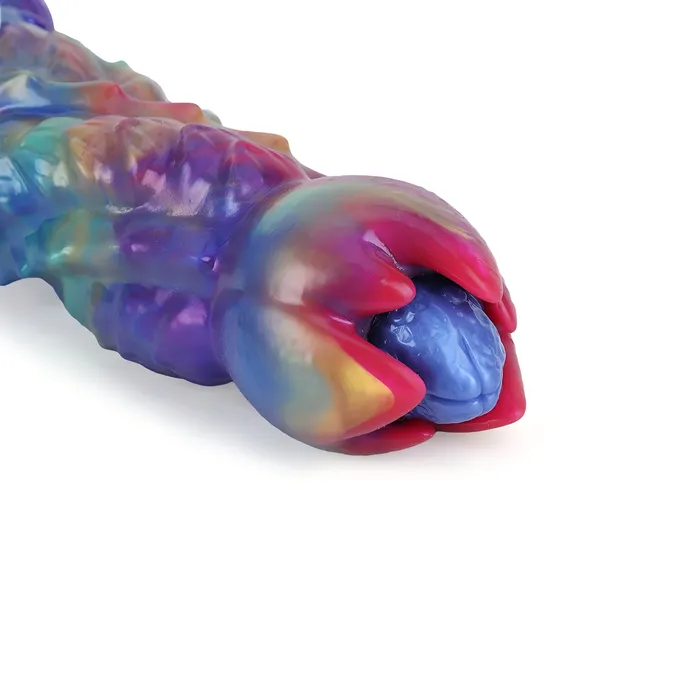 Platinum Silicone Series Anal Fantasy Impregnator Egg Laying Platinum Silicone Dildo 97 Inch Metallic Rainbow