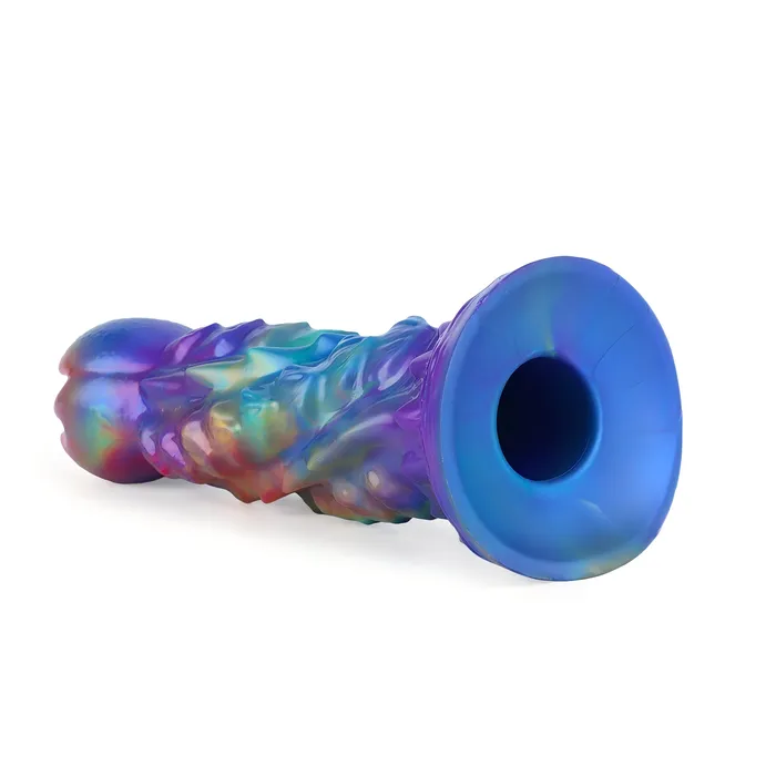 Platinum Silicone Series Anal Fantasy Impregnator Egg Laying Platinum Silicone Dildo 97 Inch Metallic Rainbow