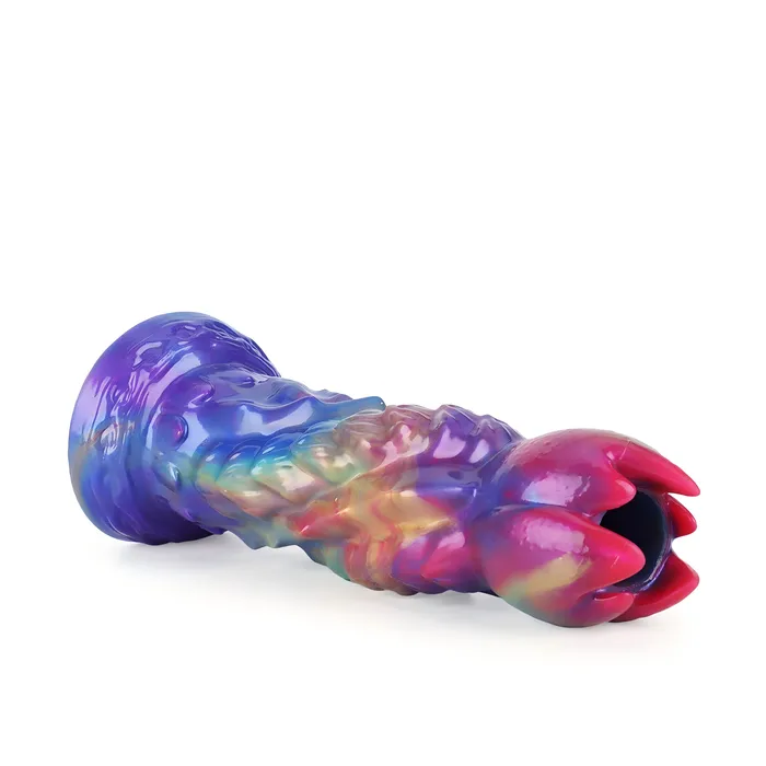 Platinum Silicone Series Anal Fantasy Impregnator Egg Laying Platinum Silicone Dildo 97 Inch Metallic Rainbow