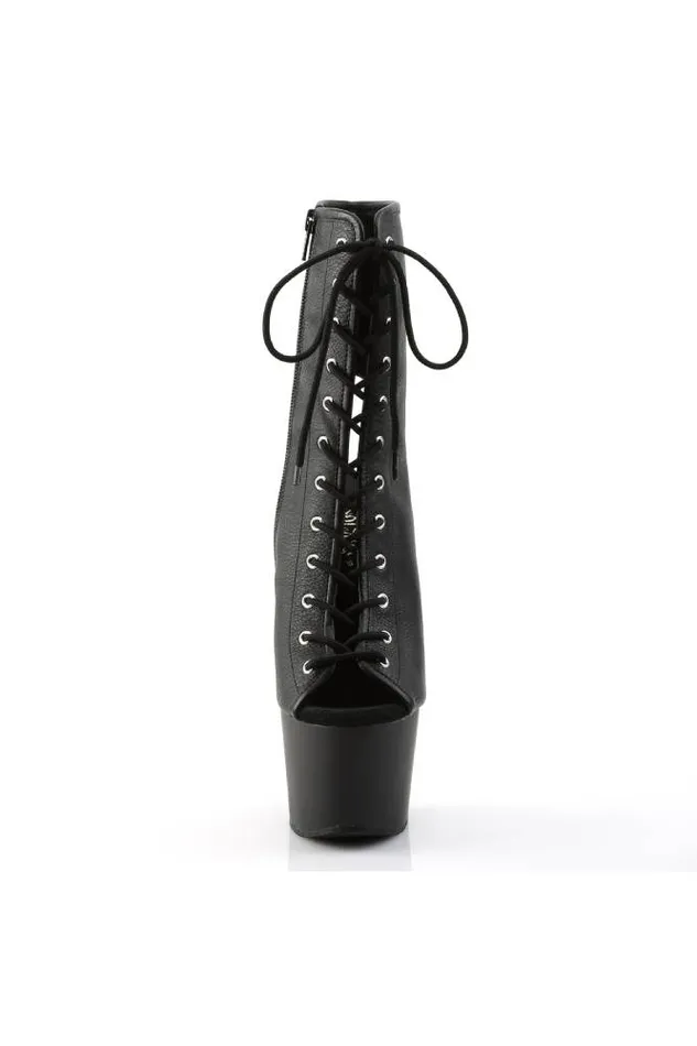 Pleaser USA Adore 7 Stiletto Heel Matte Open Toe Bootie Black Pleaser USA Anal