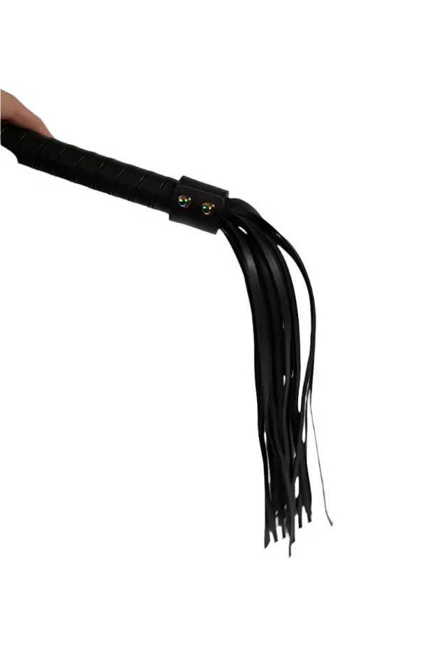Shots Toys Anal Ouch International Venice Collection Flogger BlackIridescent