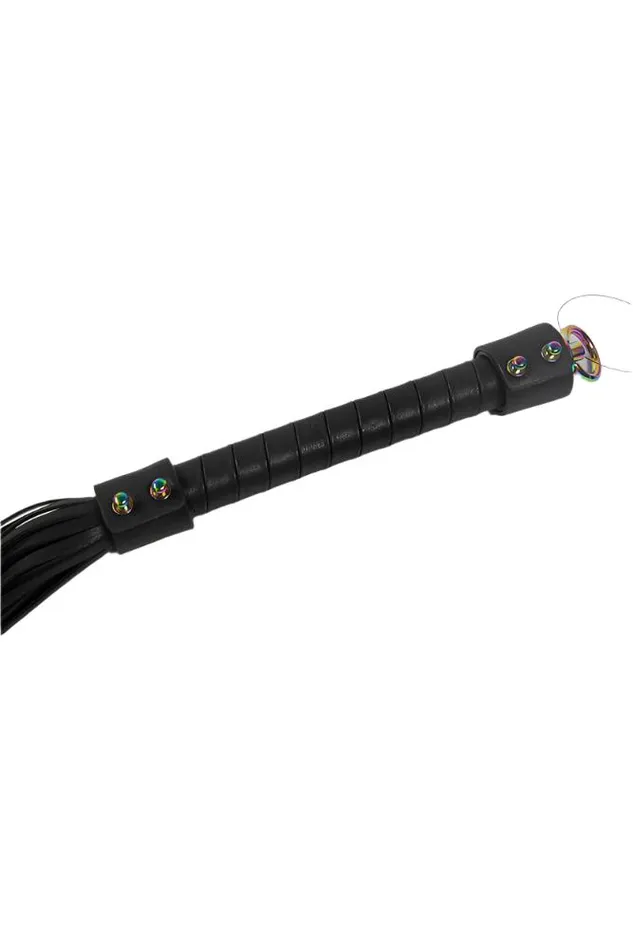 Shots Toys Anal Ouch International Venice Collection Flogger BlackIridescent