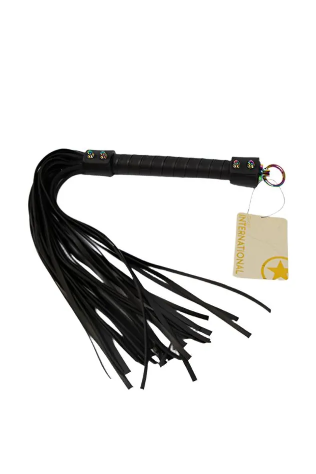 Shots Toys Anal Ouch International Venice Collection Flogger BlackIridescent