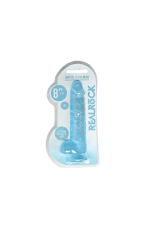 Shots Toys Dildos Shots Toys RealRock 8 Crystal Clear Dildo with Balls Assorted Colors