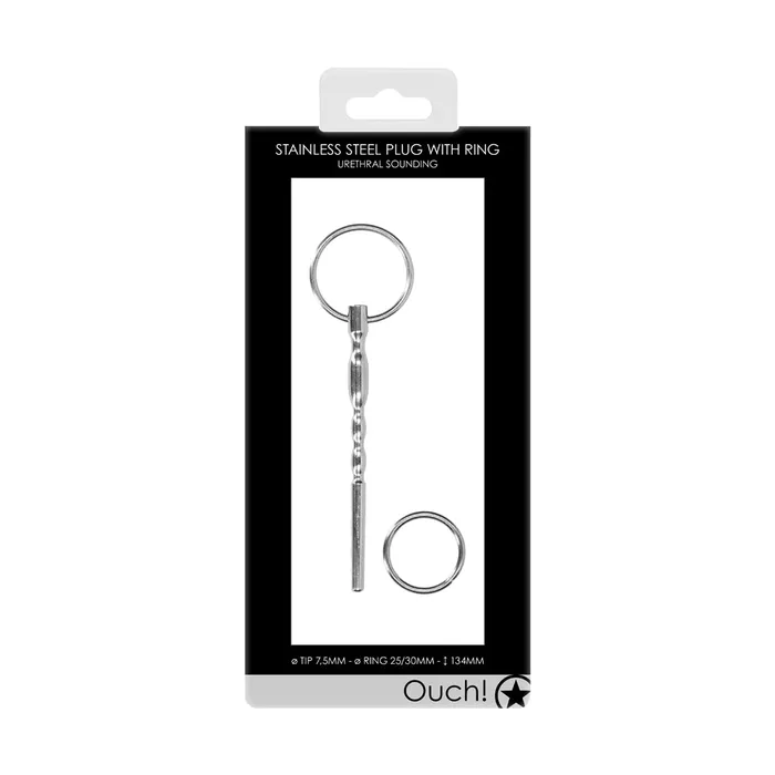 Shots Toys Male Sex Toys Shots Ouch Urethral Stainless Steel Wavy Plug With 2 Rings 8mm