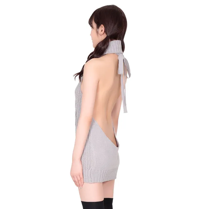 Starfire Erox Open Back Sweater Rope Knit Grey OS StarFire Vibrators