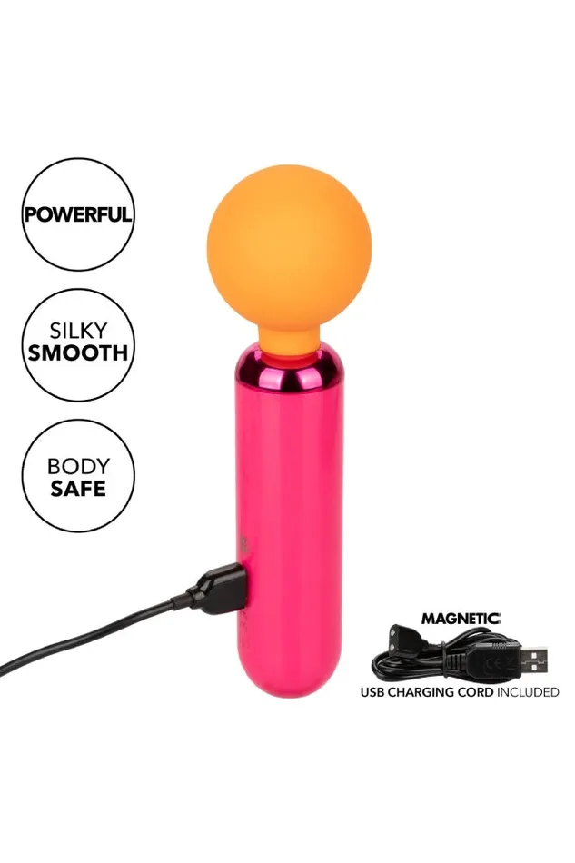 Vibrators Cal Exotics Cal Exotics Naughty Bits Home Cumming Queen Vibrating Mini Wand PinkOrange