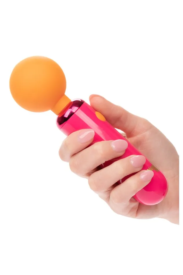 Vibrators Cal Exotics Cal Exotics Naughty Bits Home Cumming Queen Vibrating Mini Wand PinkOrange