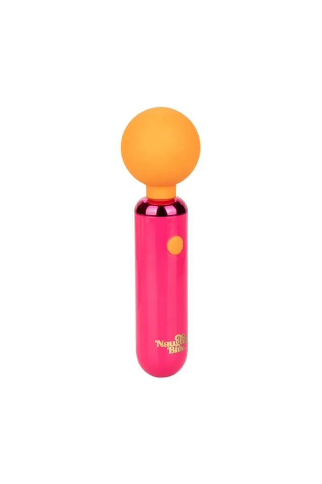 Vibrators Cal Exotics Cal Exotics Naughty Bits Home Cumming Queen Vibrating Mini Wand PinkOrange