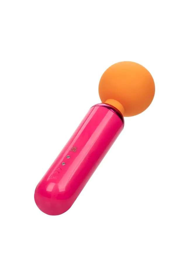 Vibrators Cal Exotics Cal Exotics Naughty Bits Home Cumming Queen Vibrating Mini Wand PinkOrange