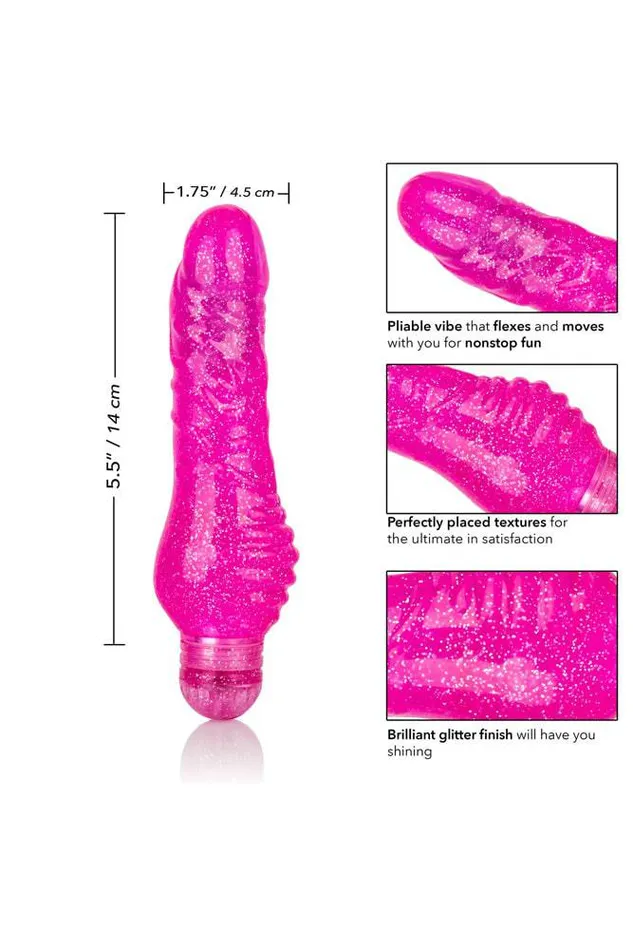 Vibrators Cal Exotics Cal Exotics Sparkle Shimmer Stud Realistic Vibrator Pink