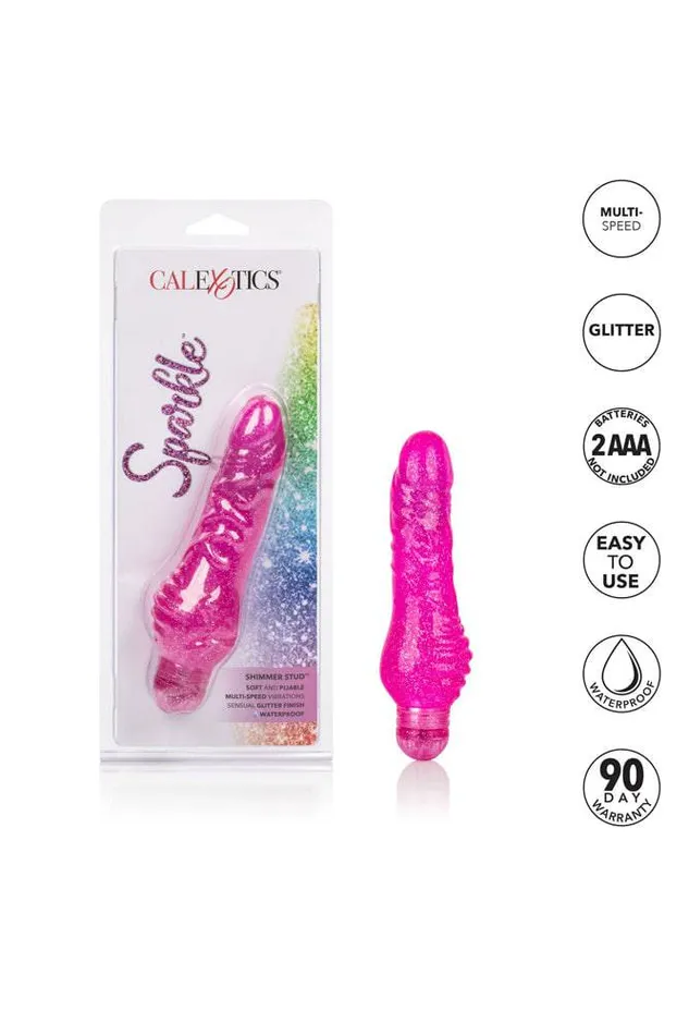 Vibrators Cal Exotics Cal Exotics Sparkle Shimmer Stud Realistic Vibrator Pink