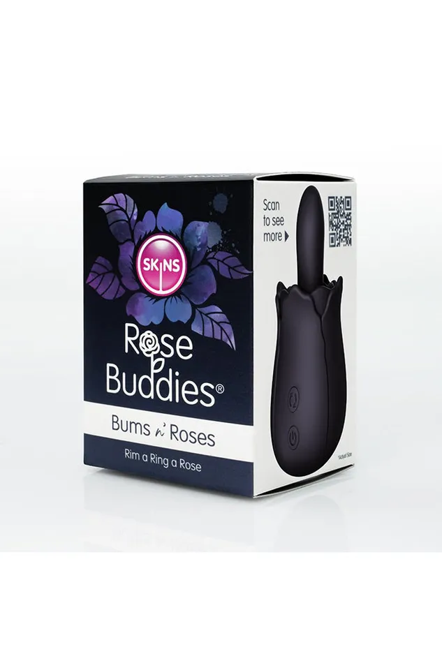 Vibrators Creative Conceptions Creative Conceptions Skins Rose Buddies Bums N Roses Rimming Vibrator Black