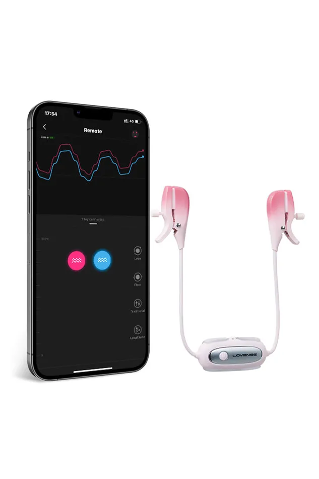 Vibrators Lovense Lovense Gemini Bluetooth Adjustable Vibrating Nipple Clamps Pink Vibrators Lovense Lovense Gemini Bluetooth Adjustable Vibrating Nipple Clamps Pink