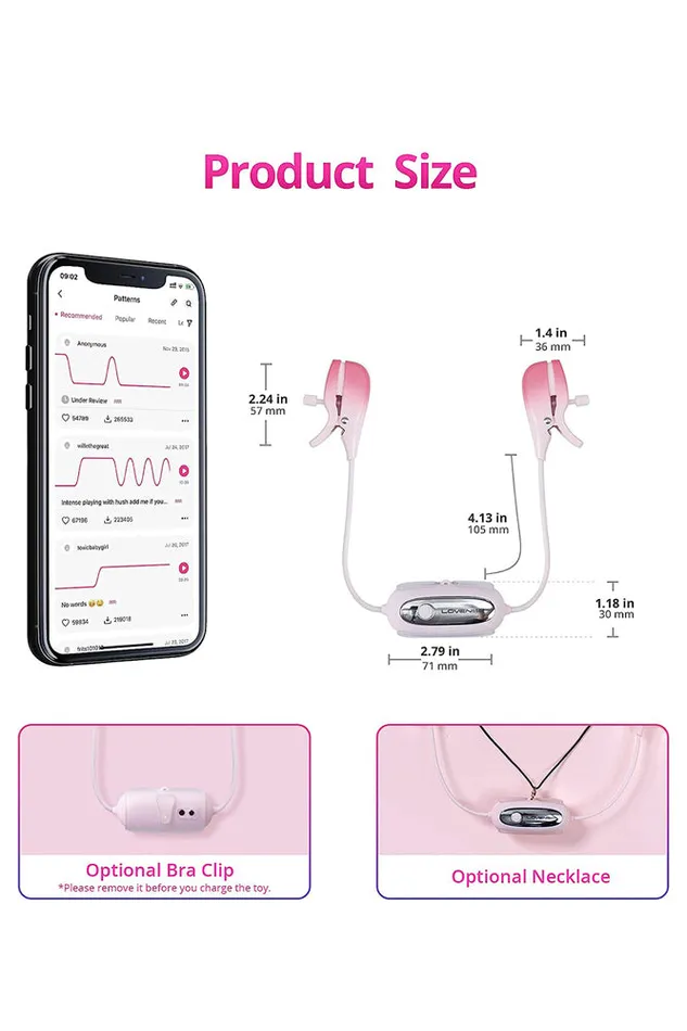 Vibrators Lovense Lovense Gemini Bluetooth Adjustable Vibrating Nipple Clamps Pink