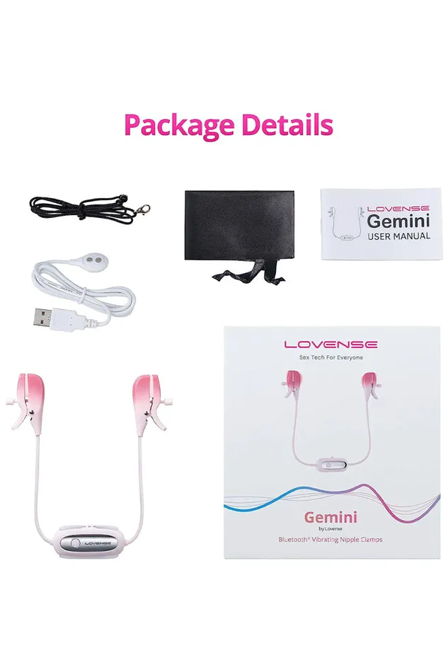 Vibrators Lovense Lovense Gemini Bluetooth Adjustable Vibrating Nipple Clamps Pink