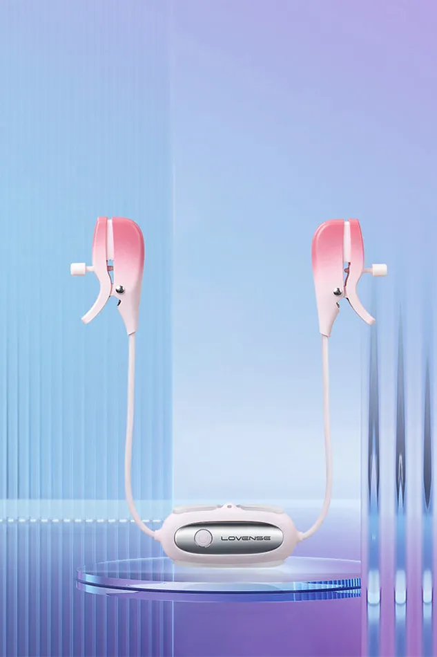 Vibrators Lovense Lovense Gemini Bluetooth Adjustable Vibrating Nipple Clamps Pink