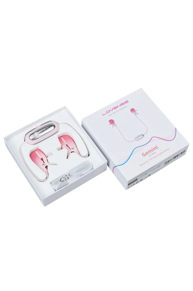 Vibrators Lovense Lovense Gemini Bluetooth Adjustable Vibrating Nipple Clamps Pink