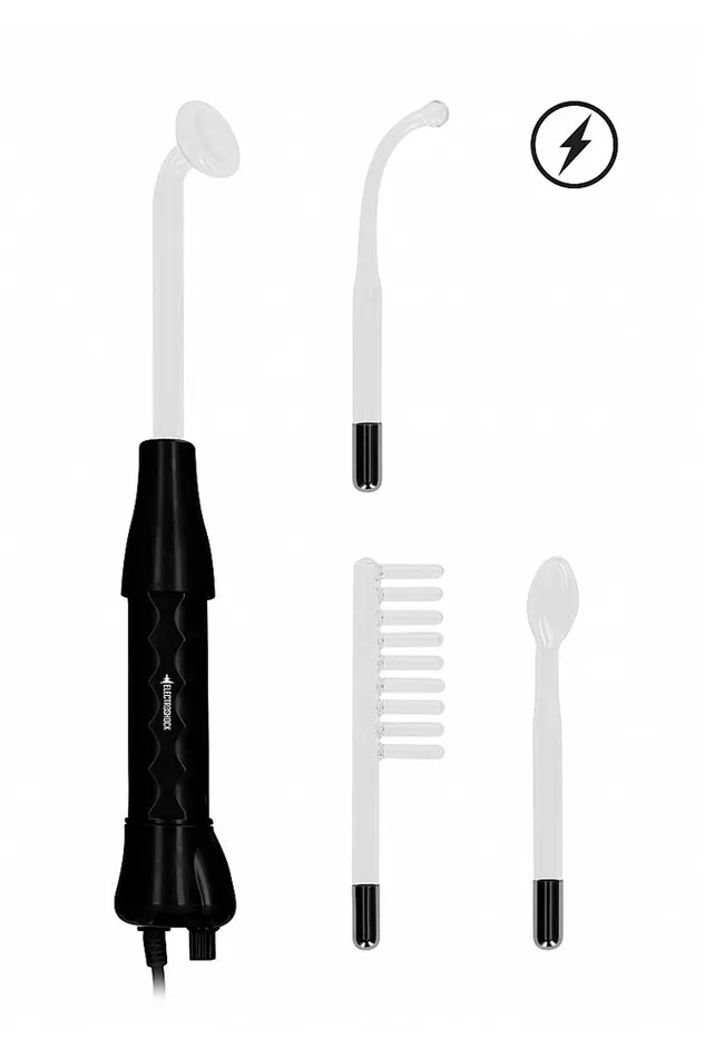 Vibrators Shots Toys Shots Toys Electroshock Electrosex Lightning Wand 5pc Set Black