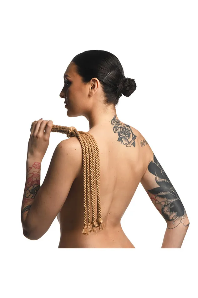 XR Brands Male Sex Toys XR Brands Master Series Swashbuckler Rope Flogger Beige