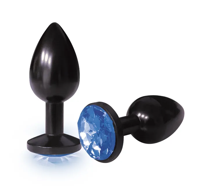 Anal Icon Brands The 9s the Silver Starter Anodized Bejeweled Stainless Steel Plug Cobalt