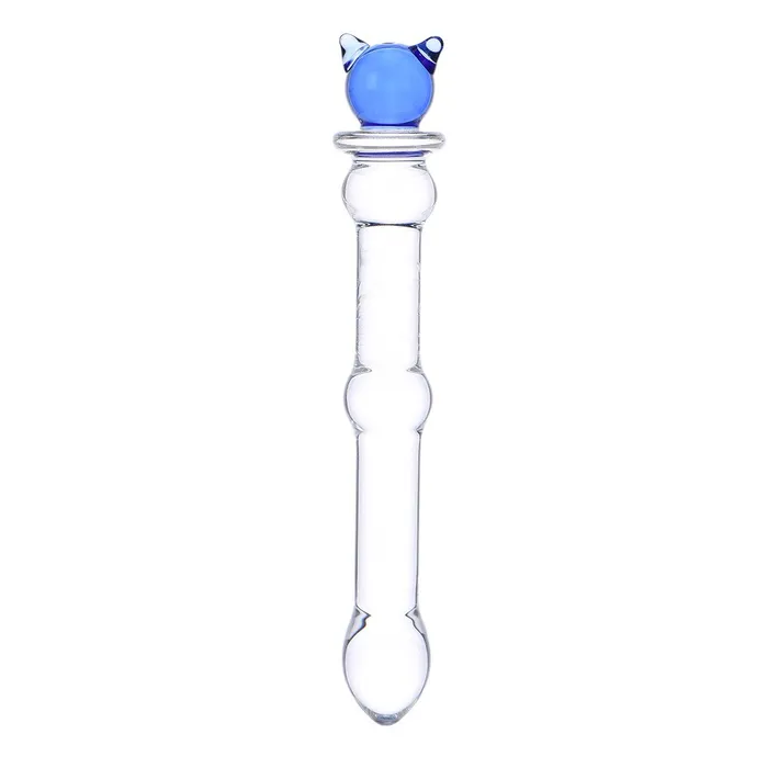 Anal LAZADASEXTOYS Glass Blue Cute Dildo Fake Penis Crystal Anal Beads Butt Plug Prostate Massager G Female Masturbation Sex Toys for Women Men