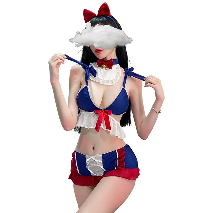 Couples LAZADASEXTOYS Sexy lingerie sexy bandage threepoint lace bag hip skirt pants princess uniform temptation suit