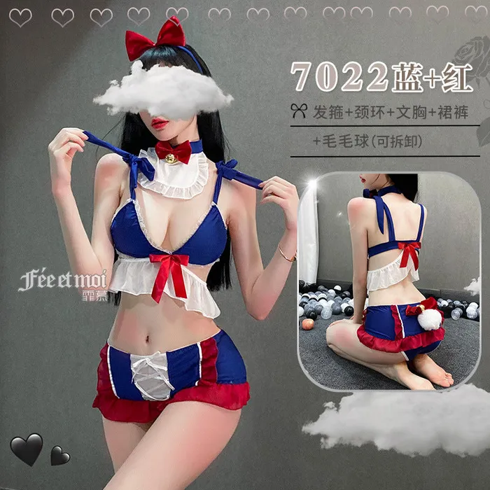 Couples LAZADASEXTOYS Sexy lingerie sexy bandage threepoint lace bag hip skirt pants princess uniform temptation suit