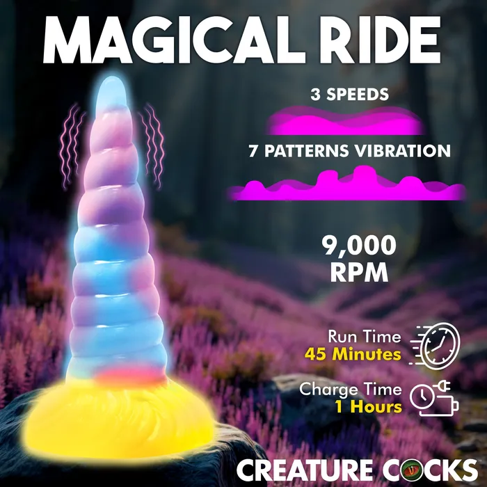 Female Sex Toys Creature Cocks Unicorn GlowintheDark Vibrating Silicone Dildo